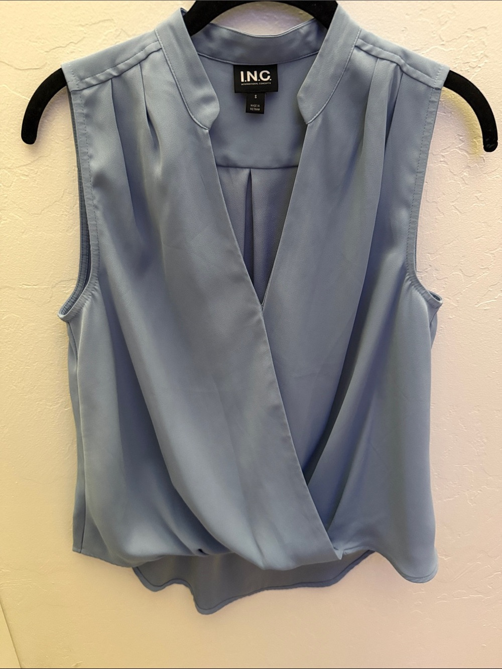 INC International Concepts Sleeveless Draped V-Neck Camisole in Light Blue
